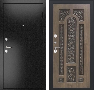 Входная дверь Luxor - 3b Д-19 (16мм, Грецкий орех + черная патина винорит)
